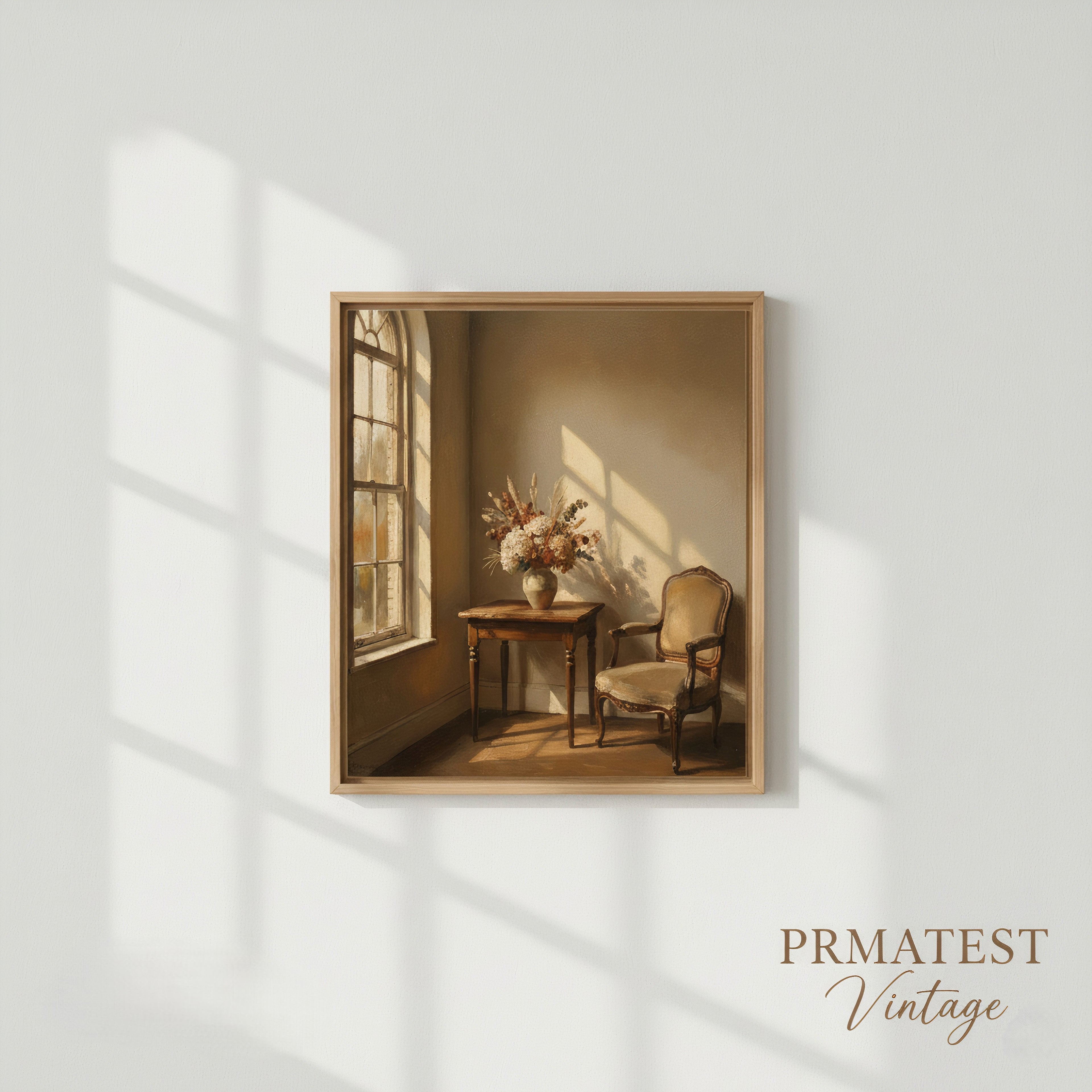 cozy room scene with chair and vase in afternoon light