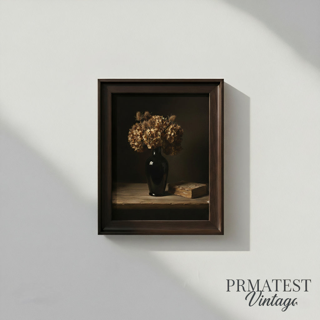 dried flowers in a vintage still life arrangement