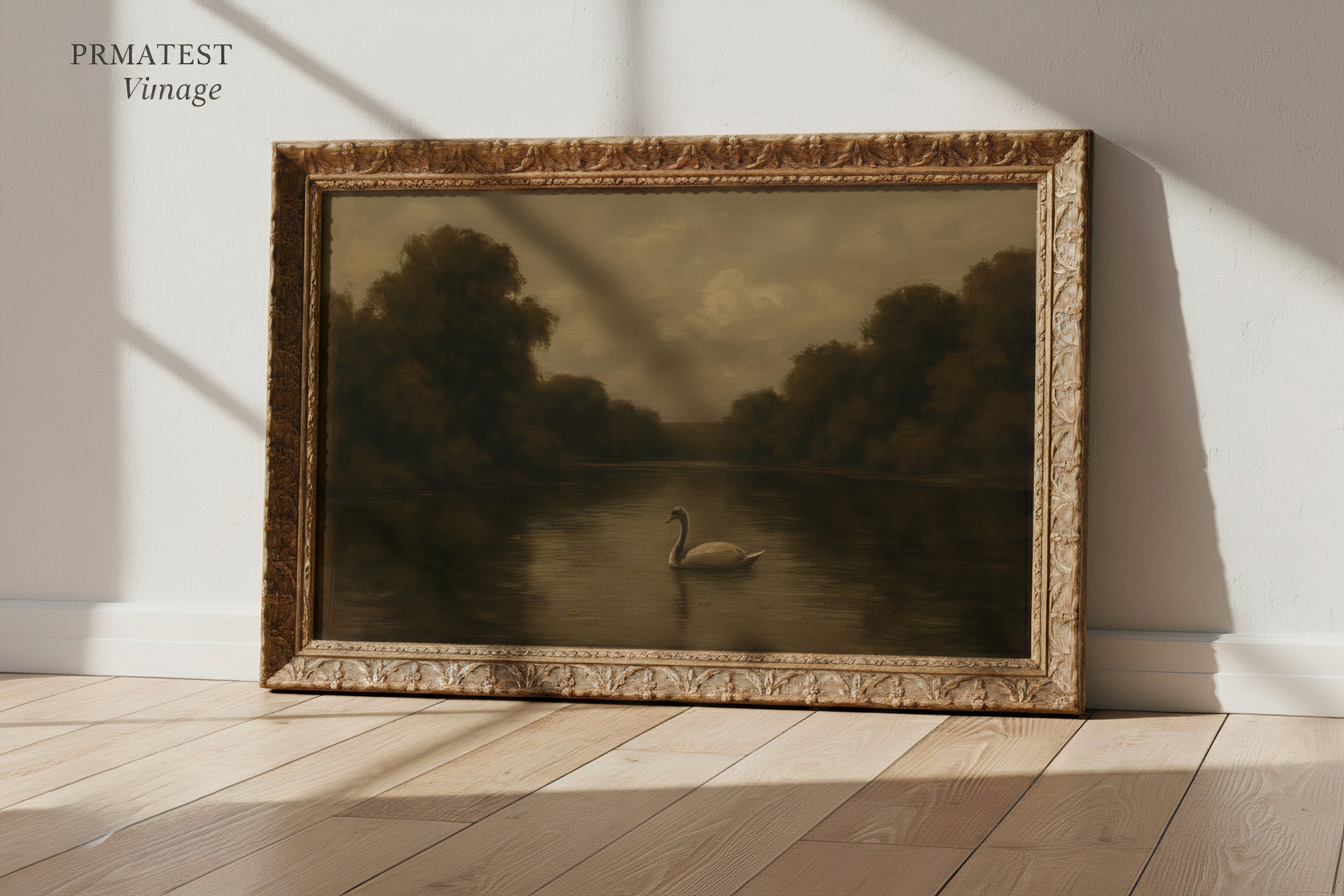 minimalist river landscape with vintage boat