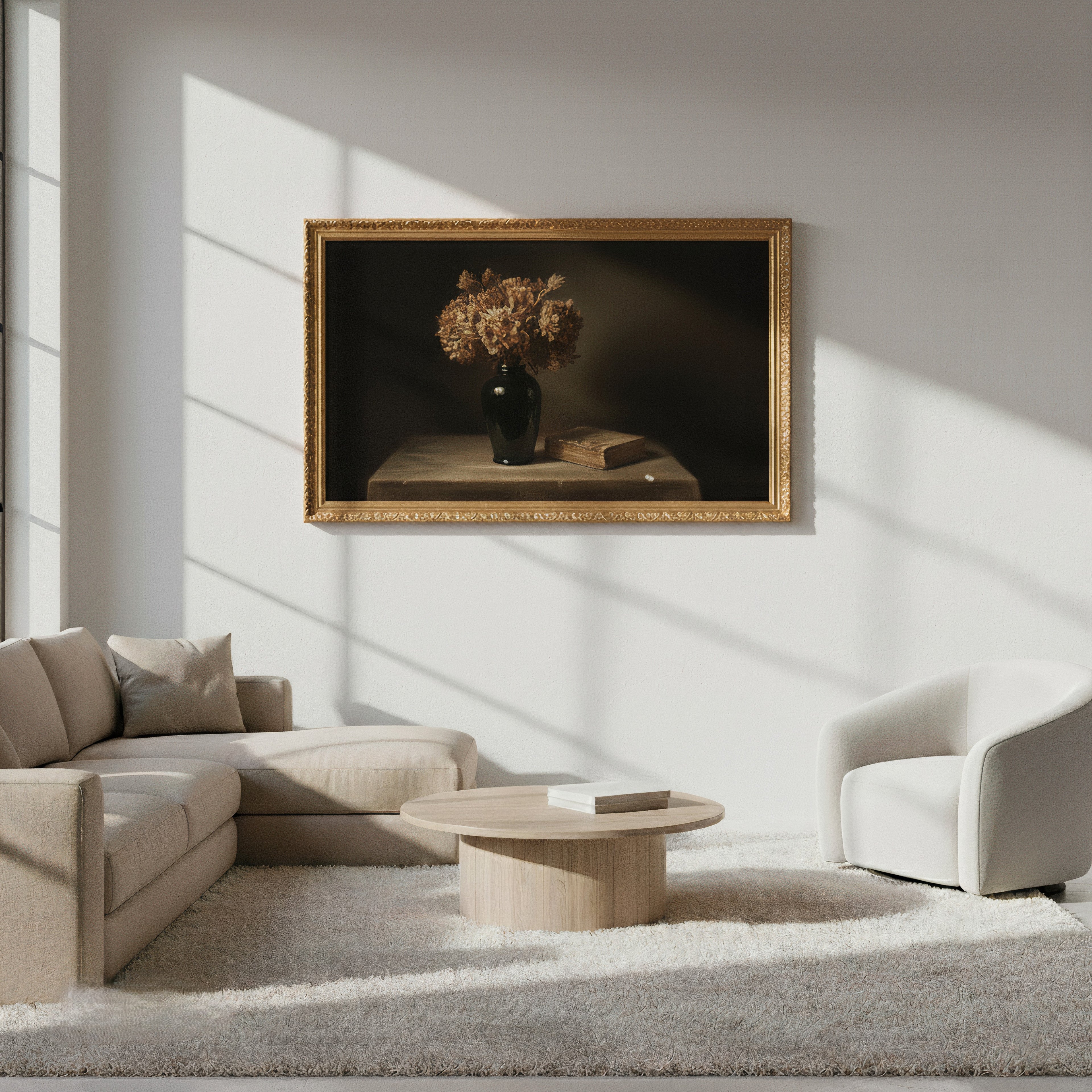 dried flowers in a vintage still life arrangement