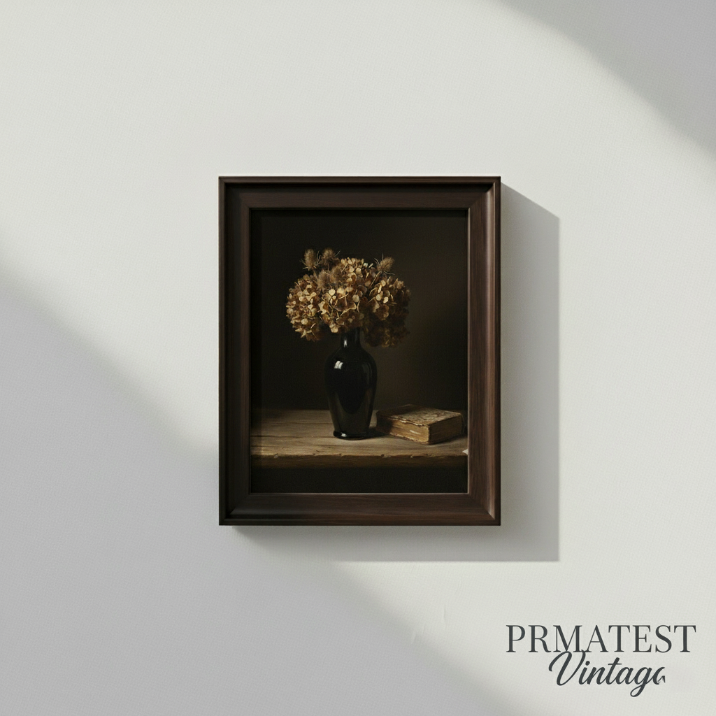 dried flowers in a vintage still life arrangement