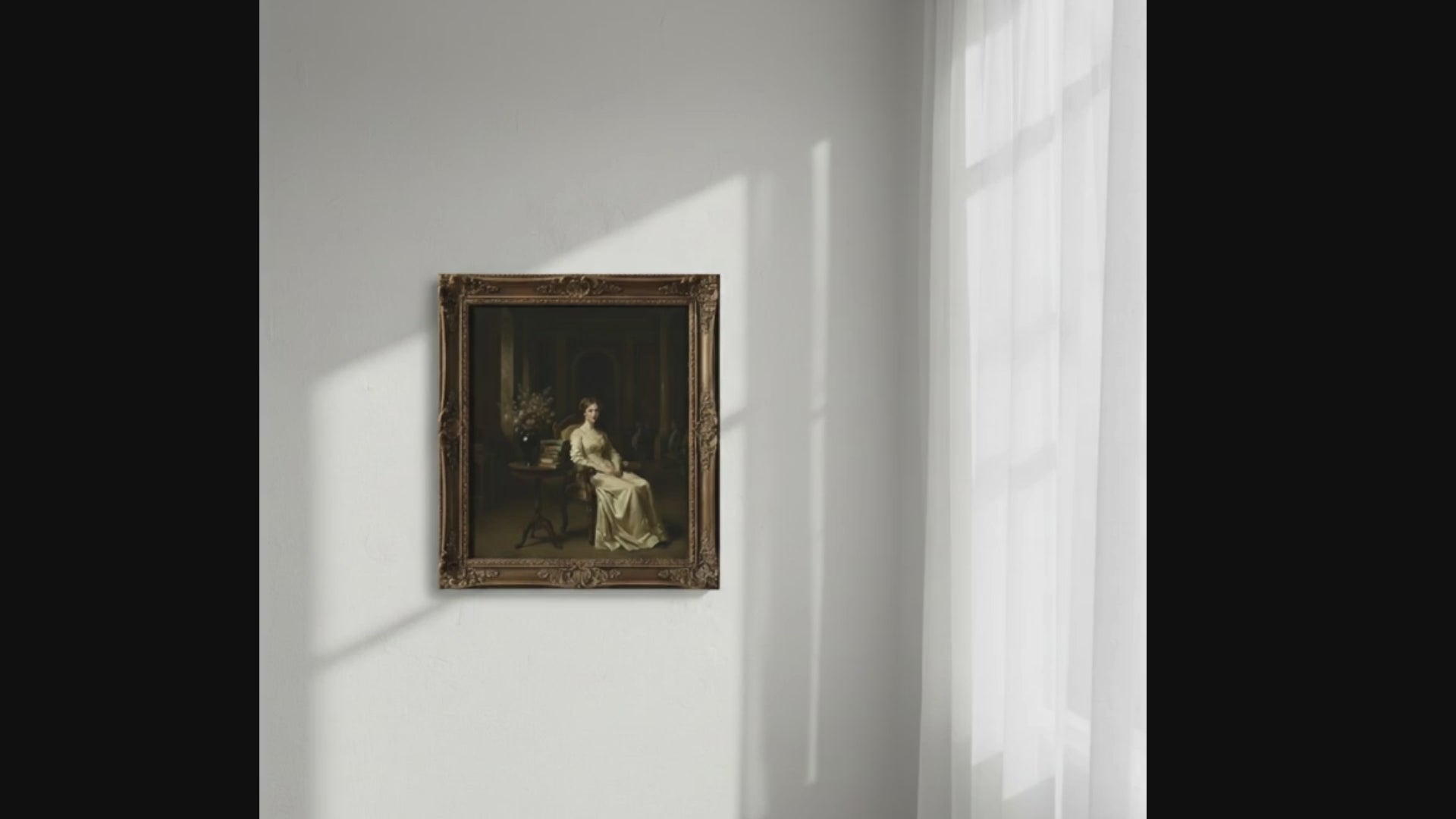 elegant vintage woman reading in classic library